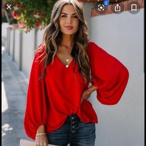 Gorgeous red balloon sleeve Vici blouse!